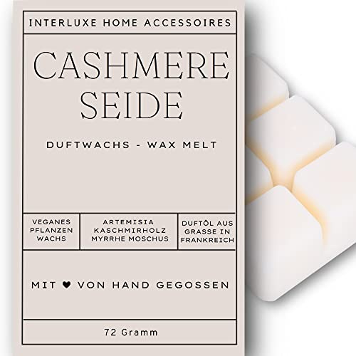 Interluxe Duftmelt Wachsmelt Cashmere Seide angenehm duftend Waxmelt 100% pflanzlich Duftwachswürfel für Duftlampe Wachs mit Duftöl Indoor Melts Duftwachs für Aromalampe