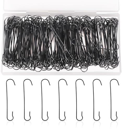 SAVITA 200 Stück Weihnachtsschmuck Haken, 6 x 1,3cm C-Förmige Weihnachtsbaumschmuck Haken mit Aufbewahrungsbox Biegbare Metallhaken für Weihnachtsdekoration (Schwarz)