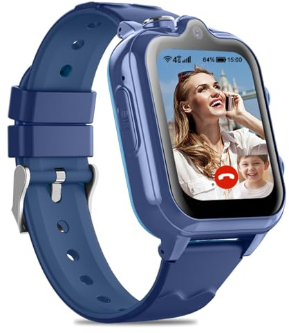 DDIOYIUR Smart Watch for Kids, 4G Phone Calling Text Messaging Child Phone Smartwatch with WiFi, Voice Video Chat, Bluetooth, Alarm, Pedometer, Wrist Watch for 4-16 Boys Girls Birthday Gifts.