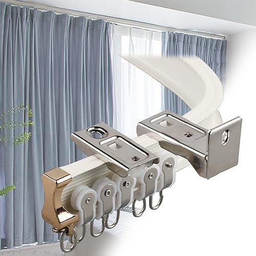 V3VOGUE Vorhangschiene Aus Aluminium Gardinenstange, Einfach Zu Schneiden Und Zu Biegen, Deckenschiene Für Vorhänge, Biegbares Gardinenschiene Set Für Erkerfenster/Dusche/Raumteilervorhänge