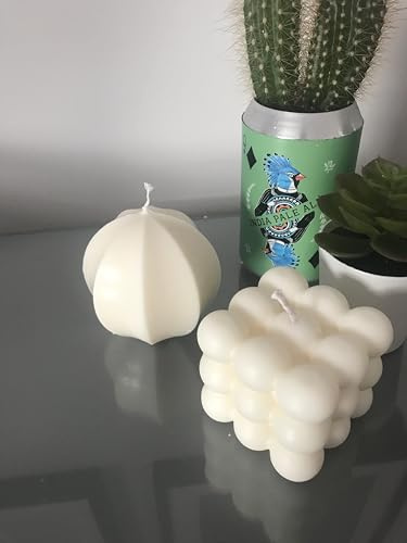 Candle Set of 2 - Sphere 3D Ball and Bubble Candle Soy Wax Home Decor fragranced (Vanilla)