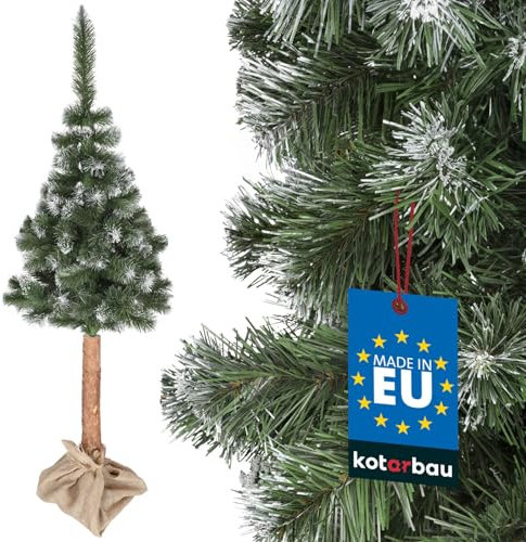 KOTARBAU® Künstlicher Weihnachtsbaum Schnee 180 cm Diamantkiefer Kiefernbaum auf einem Holz Stamm mit Plastik Ständer Christbaum Weihnachtsbaum Künstlich wie Echt Kunstbaum Weihnachten Christmas Tree