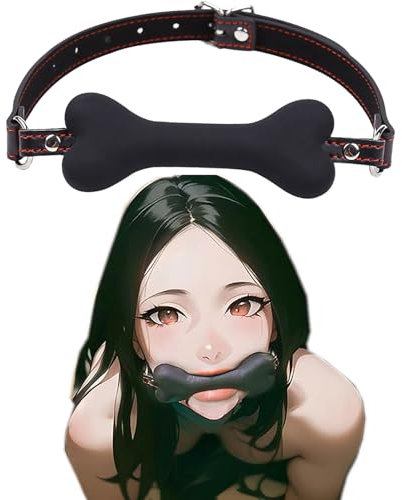 PUTISHU Silicone Mouth Gag Adult Adjustable Leather Strap Open Mouth Gag Bone Ball Gag Bondage Gag Breathable Mouth Gag Silicone Bondage Set Restraint Slave SM Game Erotic Sex Toys