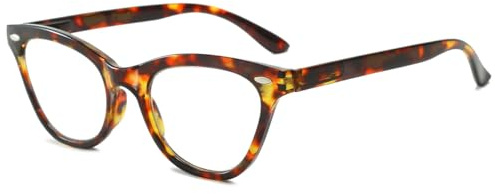 KOOSUFA Mode Katzenaugen Lesebrille Blaulichtfilter Damen Federscharnier Cateye Hornbrille Lesehilfen Designer Anti Müdigkeit Lesebrillen mit Stärke 1.0 1.5 2.0 2.5 3.0 3.5 4.0