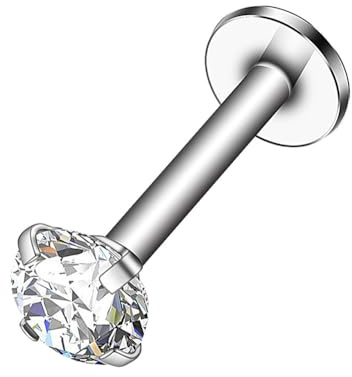 Decentraland 1 STÜCK 16G Silberne Ohrstecker CZ Labret Nase Tragus Knorpelschmuck Hergestellt aus Chirurgenstahl mit Innengewinde Piercingschmuck für Helix, Muschel, Lippe, Nase, Ohrring für Frauen