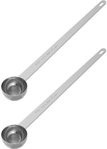 LEIFENY 2PCS 1 Tablespoon Coffee Scoop, 9 Long Handle Measuring Spoon, One tbsp (15 ml) Stainless Steel Scooper