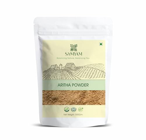 SAMYAM Aritha/Reetha (Waschnuss) Pulver (Sapindus Mukorossi) – 500 g Packung, natürlicher Haar- und Kopfhautreiniger
