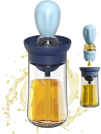 ALAUKAI Flacon Distributeur d'huile avec brosse en Silicone 2 en1| Pinceau huile | Cuisine &Pâtisserie | Cuisine, Friture, Sauce, Barbecue, Marinade | Accessoire Air Fryer | Cadeau Noël Homme & Femme