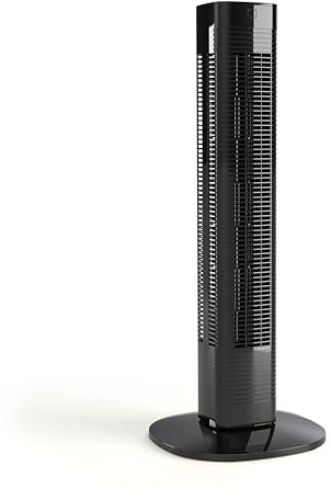 Princess ventilateur colonne silencieux - Hauteur 80 cm - 3 modes & 3 vitesses - Oscillation - Connecté - 358230 (Noir 80 cm)