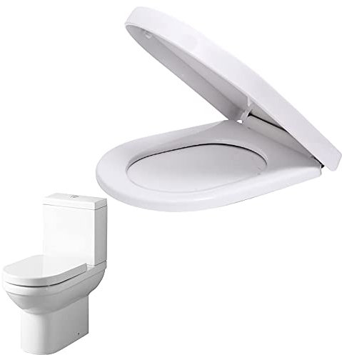 Toilettensitz, D-förmige Toilettensitze mit Absenkautomatik und Schnellverschluss, thermoplastisches Material, einfache Installation oben und unten, 360 Grad