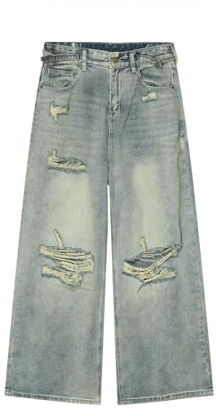 Jeans da uomo Baggy Vintage a gamba dritta Pantaloni Y2K Hip Hop Moda Loose Fit Casual Skateboard Streetwear