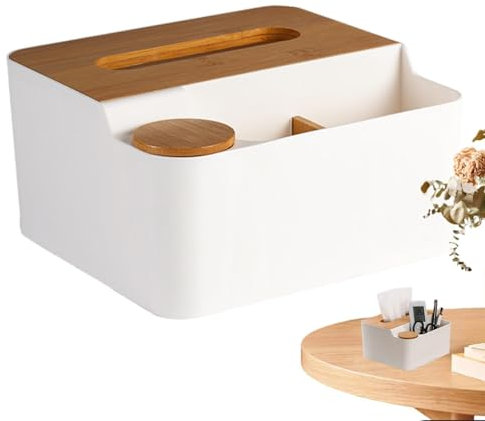 Tissue Box Holder, Tissue Box Cover - Waterproof Tissue Holder, Multifunctional Storage Box with Cotton Buds Storage, Tissue Paper Holder, Cosmetic Tissue Holder for Bathroom