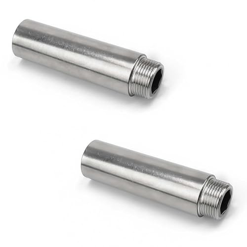 TIANLIN 2 Stücke 1/2 Zoll Verlängerung, Hahnverlängerung Edelstahl 1/2 Zoll x 60 mm Gewindefitting, Nicht leicht zu Rosten, für Wasserhähne Eckventile Duschköpfe