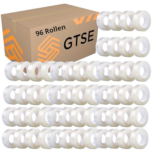 GTSE Klebeband Transparent 19 mm x 33 m 96 Rollen | Zum Verpacken, Basteln, für Schule und Büro