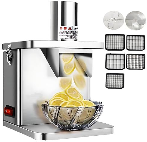 Cortadora de Verduras Comercial, Cortadora de Verduras Eléctrica 3 en 1 con 7 Cuchillas de Acero Inoxidable, 50 Kg/20 Min, Procesadora Automática de Alimentos Cortadora de Frutas para Restaurantes