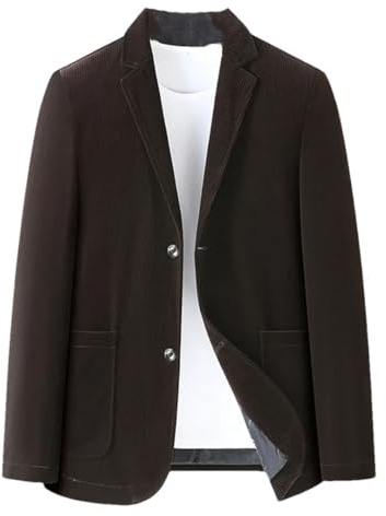 Vsadsau Giacca da uomo in velluto a coste, casual, con bottoni, a maniche lunghe, con risvolto, giacca sportiva, Marrone, 7XL