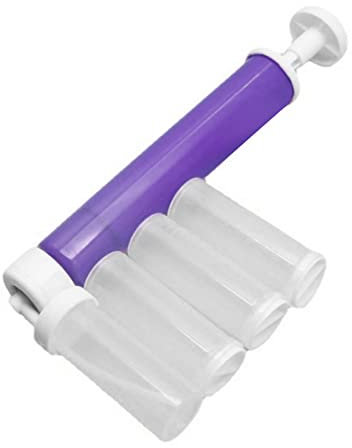 Manual Airbrush for Cakes Glitter Decorating Tools,DIY Baking Manual Cake Airbrush with 4 PCS Tube,Kitchen Cake Decorating Kit for Cupcakes Cookies and Desserts (Purple)