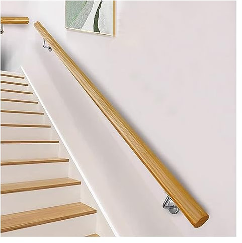 Kit de pasamanos redondos de madera para escaleras, barandilla interior de 3.3 pies, para porche, patio, garaje, uso comercial, hogar, color madera, longitud personalizable