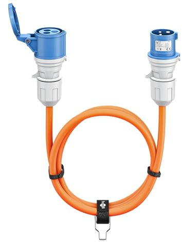 goobay Cable alargador CEE para Caravana, 25m, Enchufe CEE a Toma CEE, Toma CEE con Tapa de Cierre, IP44, Cable de Camping, autocarava y Caravana, 76230