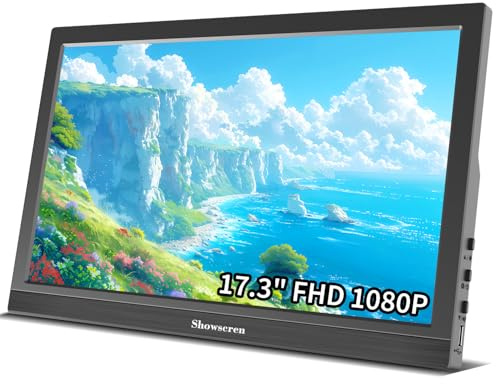 17.3inch Portable Monitor 1080P Display HDMI USB-C Extend Laptop Screen | 60Hz 99% sRGB with Speaker for PC Phone Laptop Raspberry Pi PS4/5, Xbox Switch mini PC Monitors