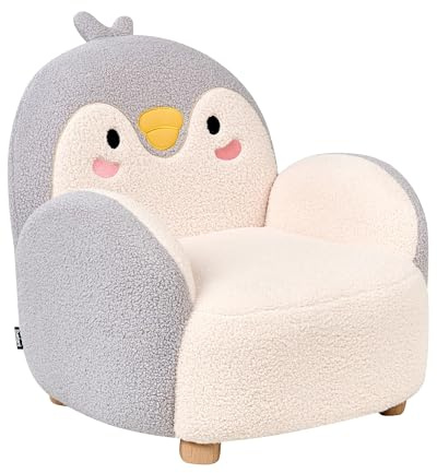 Poltrona per bambini Pinguino Sedia imbottita per bambini Grigio