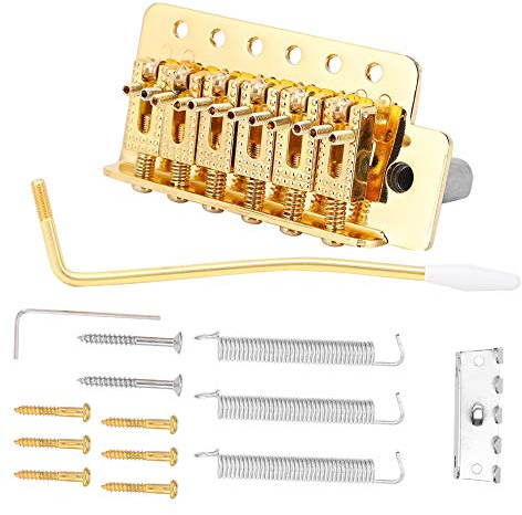 Qukaim Sistema tremolo con rullo singolo blocco vibrato ponte cordiera per chitarra ST, argento, sostituzione ponte chitarra, ponte tremolo Accory