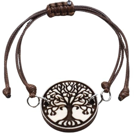 Pila Stone träarmband graverat med livsträd | Träarmband med livets trädmotiv | Lönnmassivt trä armband naturligt | trendvänskapsarmband | glidande knut, Mittelgroße, Trä, Ingen ädelsten