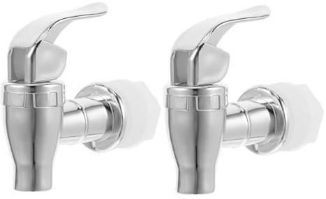 FUNOMOCYA Robinet de Remplacement pour Distributeur Boisson en Plastique Abs et Pp, Trou 16-22mm, Lot de 2 Pièces pour Usage Quotidien Débit et Design Élégant Argenté