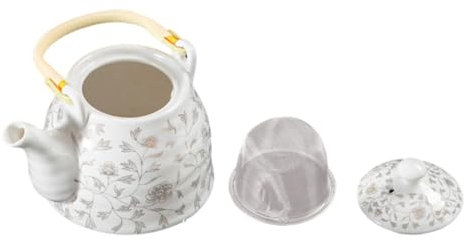 FUNOMOCYA 1 Pieza Tetera de Cerámica con Infusor y Ajustada Jarra de Porcelana para Infusiones para Hogar y Restaurantes