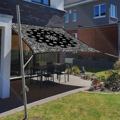 Morbuy Sonnensegel Wasserdicht Rechteckig mit Ösen und Seil, 3D Mandala Druck Sonnensegel Sonnenschutz Windschutz Polyester Stoff für Garten Terrasse Balkon, Camping (5,180x180cm)