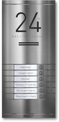 Metzler ADM10 Türsprechanlage Komplett Set mit austauschbarem Namensschild - Sprechanlage, V2A Edelstahl