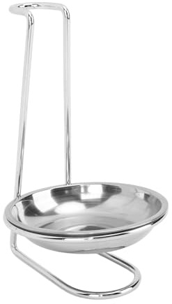 Culnflun Repose-cuillère Vertical, support de louche à soupe, support d'ustensiles de cuisine en acier inoxydable pour ustensiles de cuisine, marmite chaude (Silver with 1 Plate)