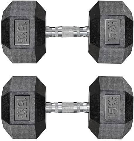 TLGREEN Hexagonaux Haltères, 10kg 15kg 20kg 25kg 30kg haltères musculation fitness pour homme et femme, entraînement musculaire & haltérophilie