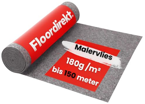 Floordirekt Malervlies 10m x 1m (10m²) Abdeckvlies 180g/m² mit Anti-Rutsch Beschichtung, saugfähiges & wiederverwendbares Abdeckvlies für Malerarbeiten