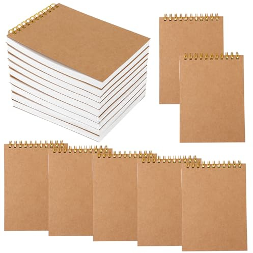 DAJAVE 16 Stück Notizbuch A6 Blanko, Spiralblock klein, 80 Blatt pro Block, Leeres Papier Notizbuch Abreißbar für Schule Büro Kinder Geschenk