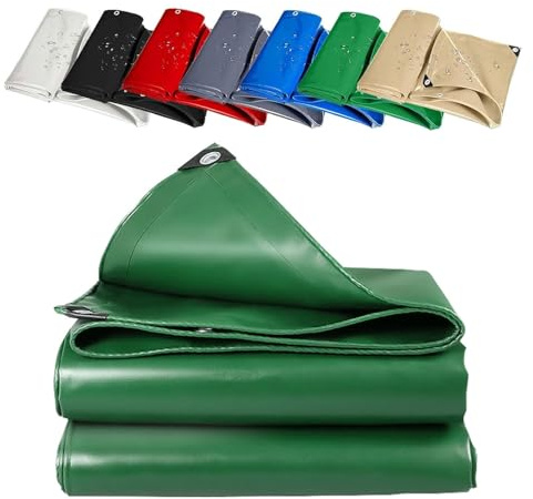 Vattentät Presenning 150 x 500 cm Väderbeständig, Uv-Beständig, Utomhusskydd Presenning, Täckduk för Takpool, Bilar, Lastbilar, Husbilar, Championship, Grön