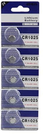 Paquete de 5 pilas de botón CR1025 CR1025 de 3 V para relojes, calculadoras, mandos a distancia, larga vida útil
