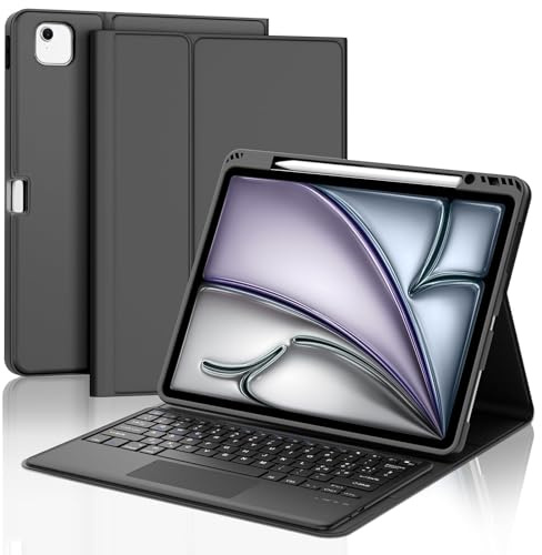 Tastiera per iPad Air 13 M4 2026/M3 2025/M2 2024/iPad Pro 12.9 3-6 Gen | Cover Keyboard Touchpad Staccabile Italiano QWERTY, Custodia Tastiera Trackpad Bluetooth con Portapenna, Nero