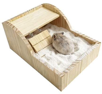 Hamster Sandbad - Holz Badewanne - Tier Sandbad Box | Für Nager Wie Gerbils Chinchillas Igel Für Zuhause Wohnzimmer Käfig