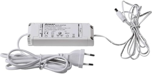 HEITRONIC LED Vorschaltgerät MECANO 24V DC, 20W, mit 1,4m Anschlusskabel + Eurostecker, mit 1,8m Verbindungskabel + Stecker