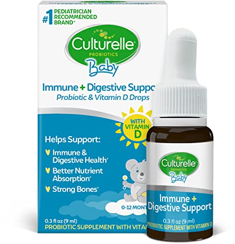 Culturelle Baby Probiotic Drops + Vitamin D, Immune & Digestive Health Support for Babies, Infants & Newborns 0-12 Months, 30 Day Supply, Gluten Free & Non-GMO, 9ml