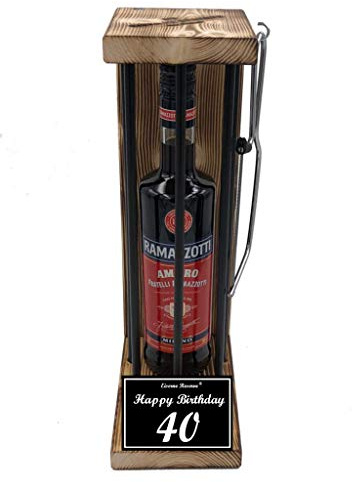 Ramazzotti Geschenk 40 Geburtstag - Eiserne Reserve Black Edition - Geschenkset Text s/w Happy Birthday 40 Geburtstag Kräuterlikör (1 x 0.70 l)