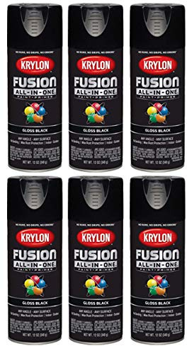 Krylon 6-Pack of 12 oz K02732007 Black Fusion All-In-One Paint & Primer Spray Paint, Satin