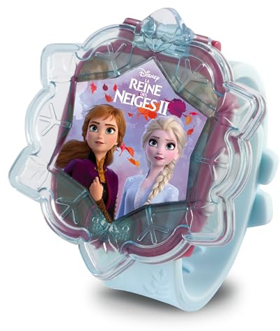 VTech - Disney La Reine des Neiges 2, La Montre-Jeu Interactive, Montre Enfant à Clapet, Écran Animé, Bracelet Souple, 9 Cadrans, 4 Jeux Éducatifs, Cadeau Enfant de 3 Ans à 7 Ans - Contenu en Français