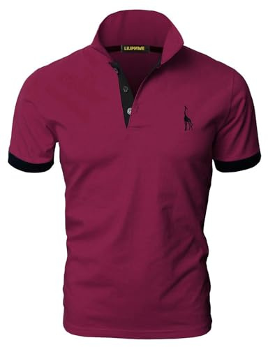LIUPMWE Mens Polo Shirts Short Sleeve Giraffe Embroidery Golf T-Shirt S-3XL