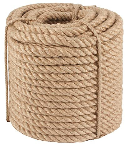 Vridet manila-rep 1,5 cm x 12 fot naturligt jutesrep tjockt hamparep för räcke dockor dragkrig dekorera hantverk nautisk landskapsarkitektur gunga hängmatta