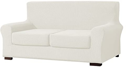 EBETA E Sofahusse Sofabezug mit 2 Separatem Sitzkissenbezug Stretch Couchbezug Elastischer Stretchhusse für Sofa (Weiß, 2 Sitzer)