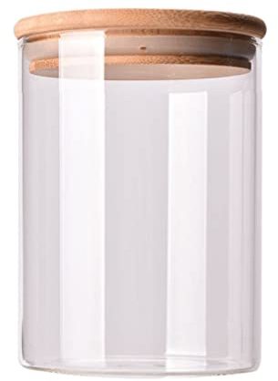Barattoli di Glass con Coperchio - 1300ML Glass Alto Borosilicato Cilindro Sealed Dispensa Contenitore Scatola Vaso con Coperchio in & Anello di Tenuta in Silicone per Alimenti Tè Caffè Farina Cereali