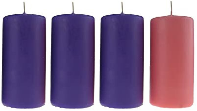 4 Candele per l'Avvento Ø 7 cm h. 15 cm - Misura grande per allestimento Altare dell'Avvento - Made in Italy - Cereria Di Giorgio