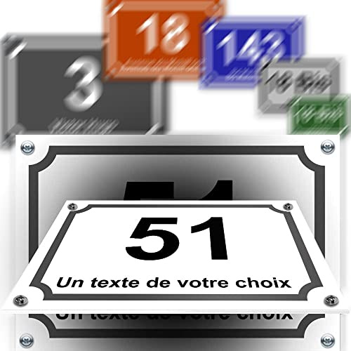 Placa decorativa de PVC para calle, garaje, puerta y buzón, colección clásica: 2 líneas personalizables